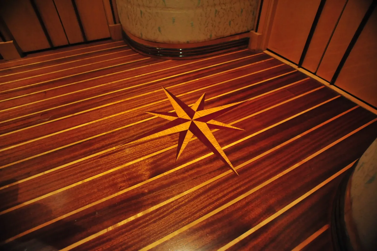 Teak Floor Compass Rose Inlay - Maritime Wood Products